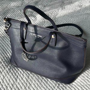 Henri Bendel West 57th Tote Satchel Handbag Black Leather